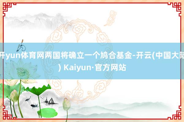 开yun体育网两国将确立一个鸠合基金-开云(中国大陆) Kaiyun·官方网站