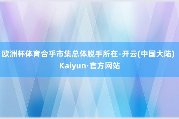 欧洲杯体育合乎市集总体脱手所在-开云(中国大陆) Kaiyun·官方网站